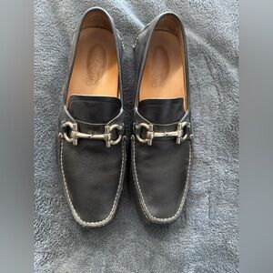 Ferragamo Men's Black Leather Driving Loafers